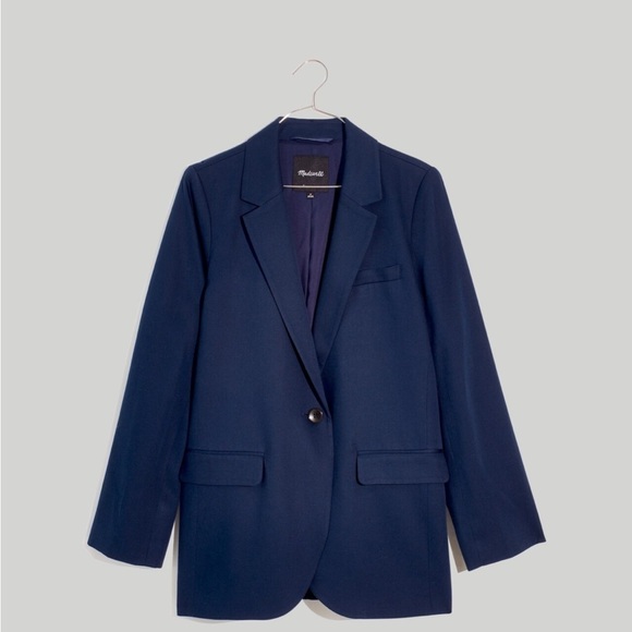 Madewell The Larsen Blazer in Drapeweave Navy Button Academia Jacket MP NWT - Picture 5 of 16